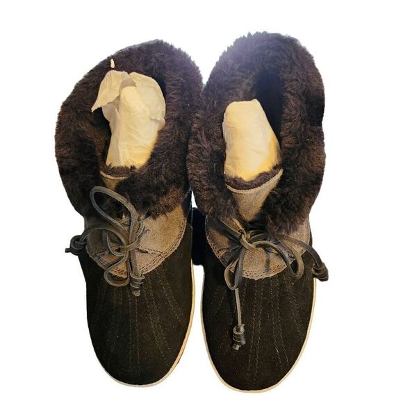 Sperry Elayna Winter Duck Booties Womens Size 10M Black Suede Leather Lace up - Picture 2 of 6
